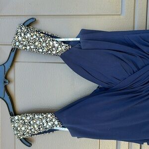 Camille deep navy blue dress Grecian style size 14